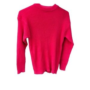 Y2K Ribbed Sweater Chunky Knit Red Cotton Top
